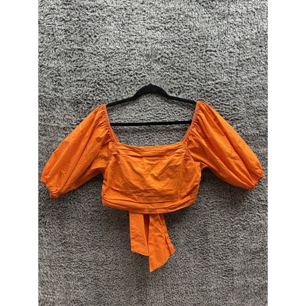 $265 Ramy Brook Women's Orange Puff Sleeve‎ Blouse Top & Skirt Set Size L